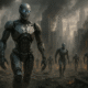 Image of robots taking over the city designed by Justin Anderson